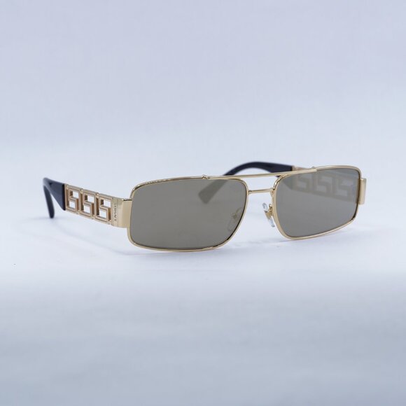 Versace VE2257 10025A Sunglasses Gold Rectangle Frame, Light Brown Mirror Lenses main image 5